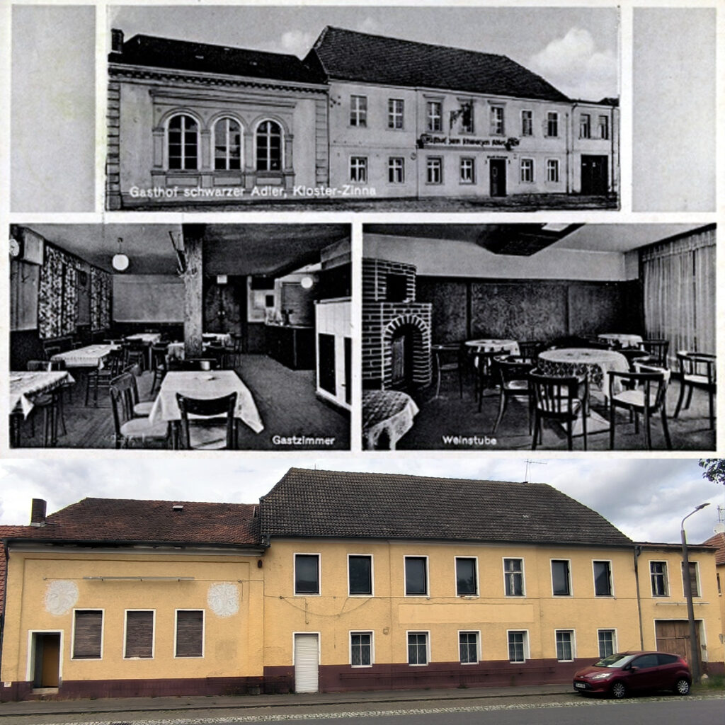 Der Gasthof schwarzer Adler im Jahre 1942 und in derheutigen Zeit.